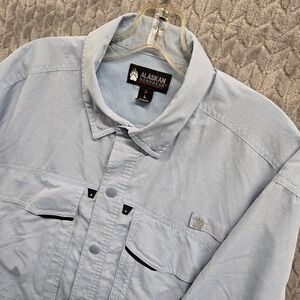Alaskan Hardgear Ship‎ Creek Mens Large Long Sleeve Button Up Shirt Fishing Blue